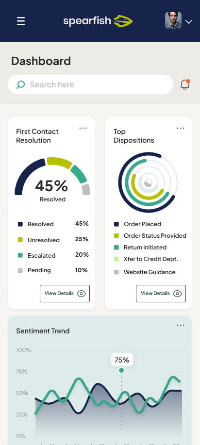 Spearfish dashboard on mobile